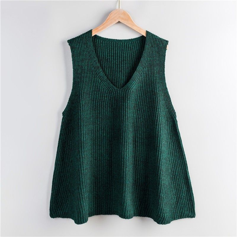 

Свободный жилет-пуловер А-силуэта, женский весенний свитер, жилет, корейский жилет без рукавов, куртка XXXXXL зелёный