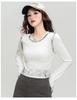 Color Brushing Craft Spicy Girl Short T-shirt Fashionable Spring and Autumn Style Personalized Long-sleeved Round Neck Slim Fit Inner Top