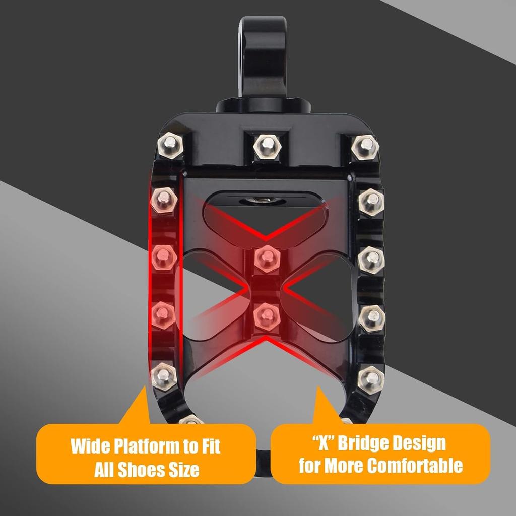 Goldfire 1 Pair CNC Wide Foot Pegs 360° Rotating MX Chopper Bobber Style CNC