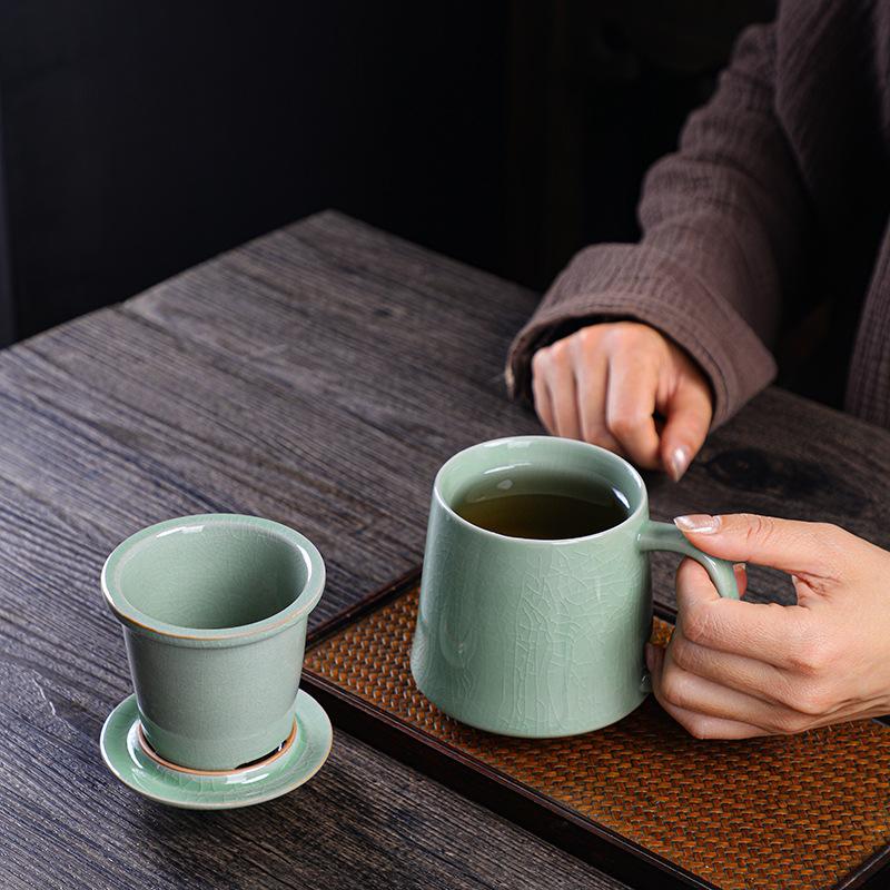 mug with lid cup summer ceramic office teacup simple coffee cup large capacity household water cup gift