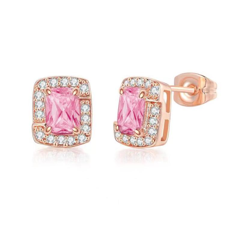 Colorful Crystal Stud Earrings for Women Luxury Imitation Gemstone Heart Geometric Zirconia Cartilage Earings Wedding Jewelry