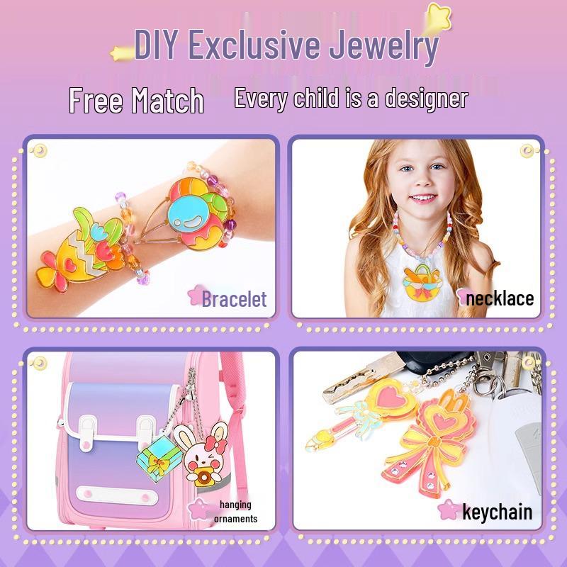 Children's DIY Crystal Glue Painting Castle & Pendant Graffiti Kit