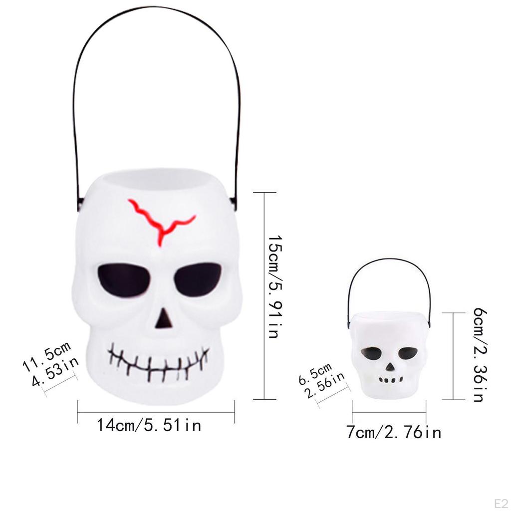 Halloween Buckets with Handle Decorative Skeleton Candy Bowls for Boys Girls Party