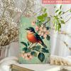 1pc Vintage Bird & Blossom Metal Wall Art - 8x12 Inch Iron Sign with Pastel Spring Colors, Distressed Mint-Green Background
