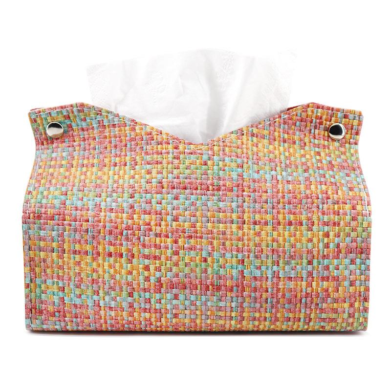 Creative Woven Leather Small Fragrant Style Tissue Box For Home Living Room Bedroom Car Paper Box Gift Home Decoration