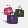 25cm Borsa Birkin Classica Moda Motivo Coccodrillo Lusso Donna Grande Capacità Tote Spalla a Tracolla Borsa Media Materiale PU Morbido Chiusura con Fibbia