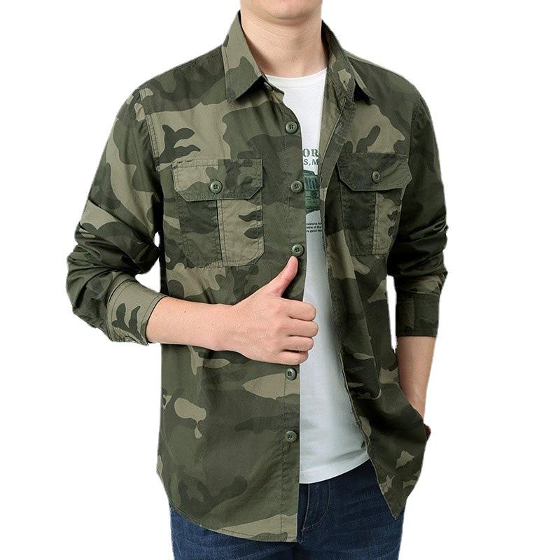 2024 Men's Camouflage Long Sleeve Casual Cotton Shirt Jacket