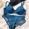 Conjunto de sujetador push up de seda de hielo para mujer, ropa interior cómoda y sexy con pechos pequeños, relleno desmontable, copa fina, sujetador, bragas íntimas