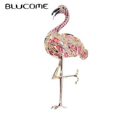 Broșă de pasăre roz delicată ace emailate pentru femei, bărbați, haine de costum, ace Hijiab