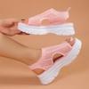 Women's Knitted Sport Sandals, Platform Peep-Toe Flats, Breathable Summer Shoes Wholesale for Women