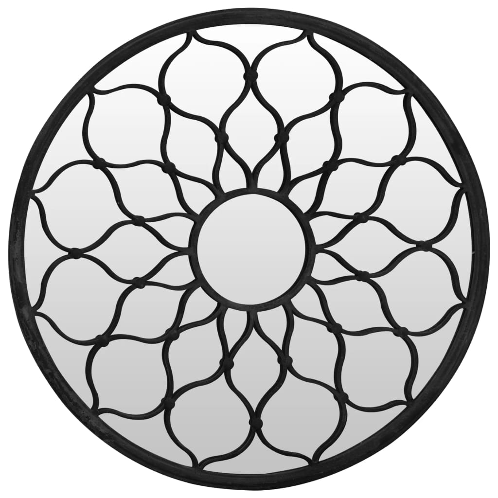 Black Round Mirror 40x3 Cm Iron for Indoor Use