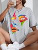 Women's Plus Size T-shirt Graphic Short Sleeve Clothing Top, Loose and Casual, Soft and Comfortable Breathable, Outdoor Sports