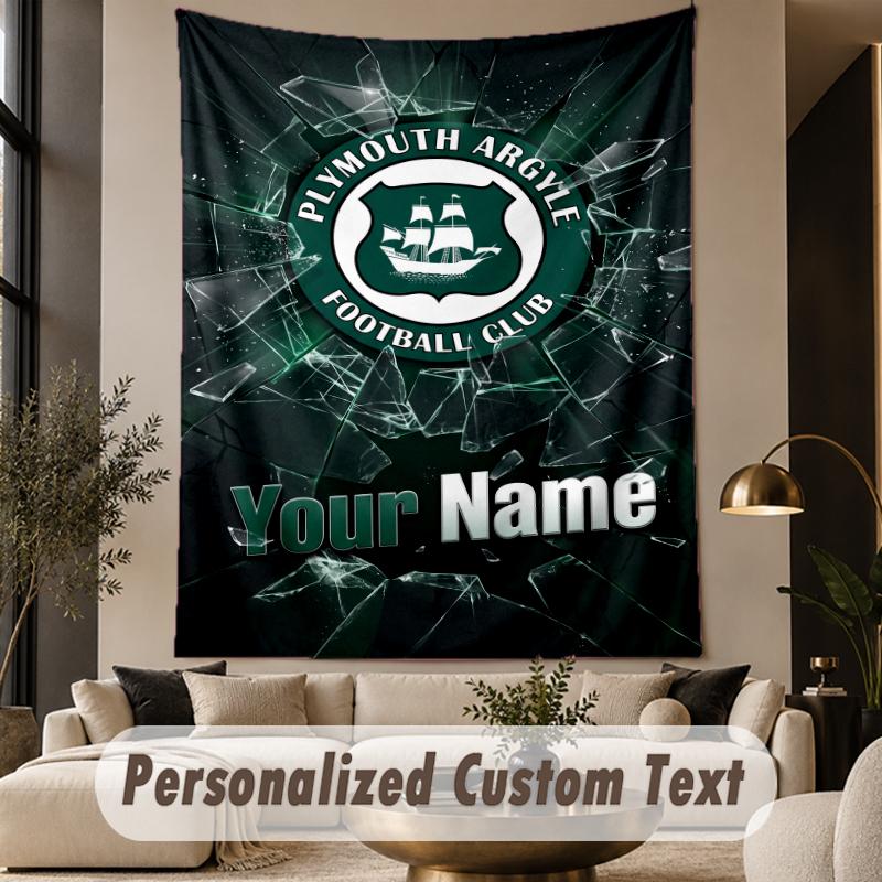 Custom Text Tapestry Plymouth Argyle FC Print Wall Tapestry Indoor Living Room Wall Decor