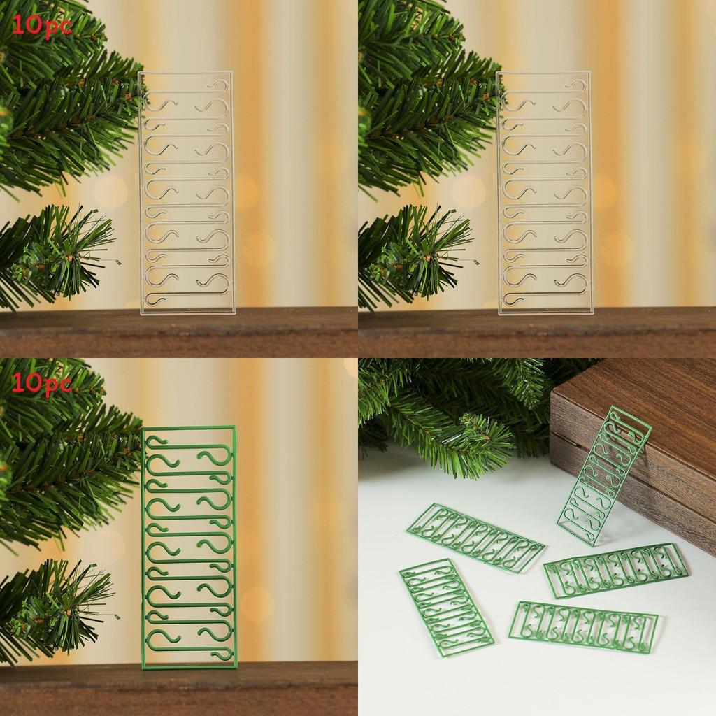 Christmas Ornament Hooks Pack Of 10 Plastic Green And Transparent Hanging Clips For Holiday Decorations