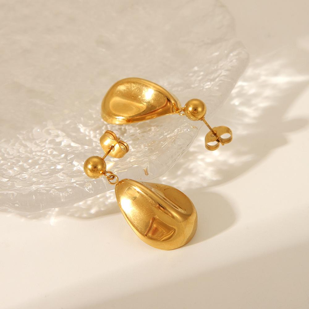 Gold Color Stainless Steel Waterdrop Earrings For Women Big Hiphop Drop Stud