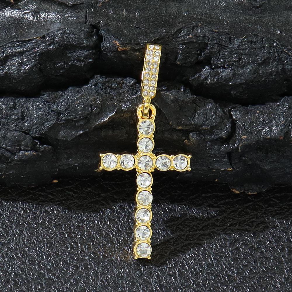 Hot Selling Cross Pendant with Rhinestone Cuban and Single Row Tennis Chains