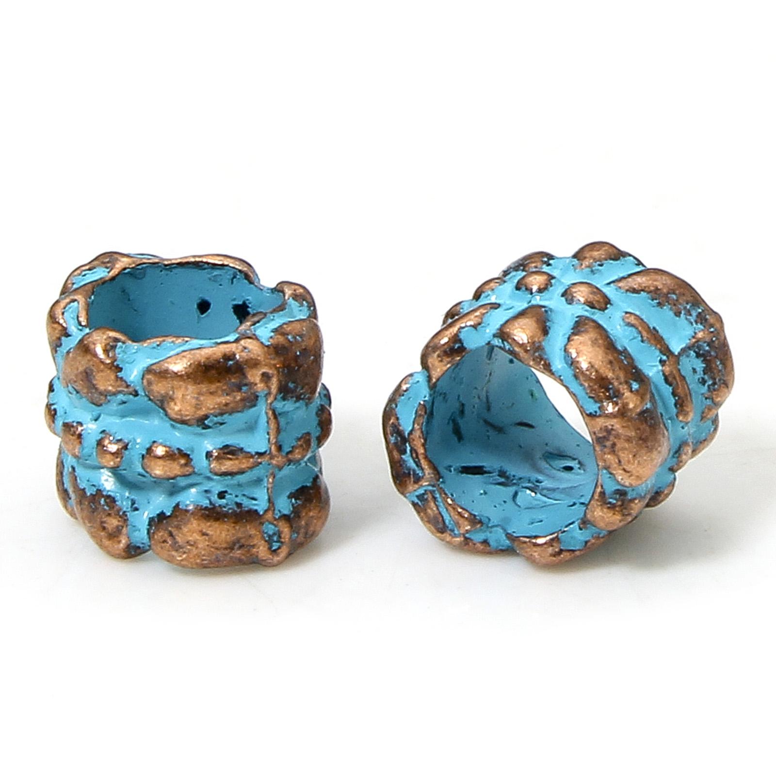 

20 PCs Zinc Based Alloy Patina Spacer Beads For DIY Charm Jewelry Making Antique Copper Blue Beads Bracelets Necklace Findings