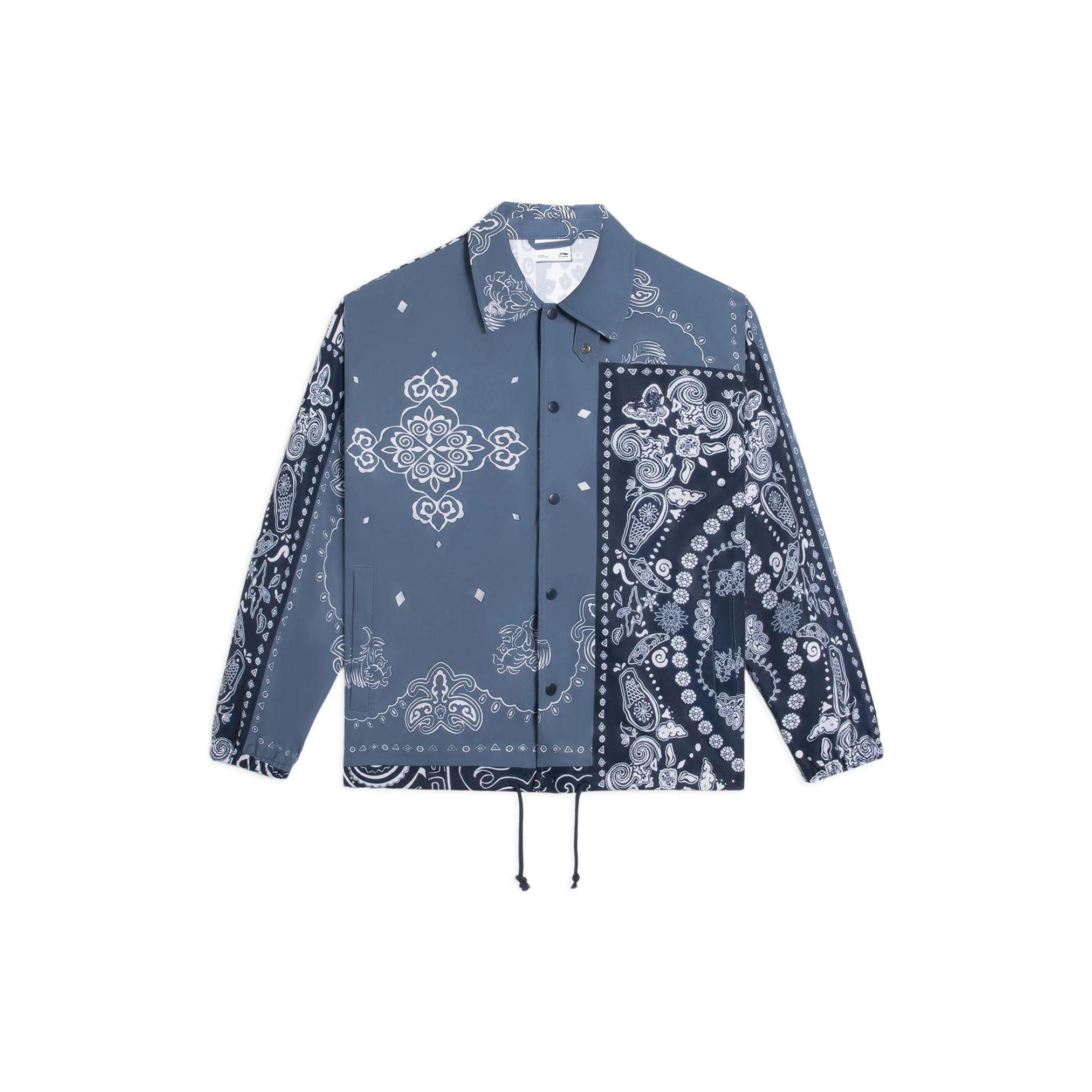 Li-Ning Sport Lifestyle Series Paisley Graphic Loose Jacket Indigo Blue Men AFDS775-5 XL