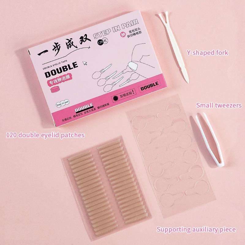 120Pcs/Box Double Eyelid Stickers With Handle Natural Invisible And Long-Lasting Shaping Big Eye Beauty Tapes Lift Eyelids