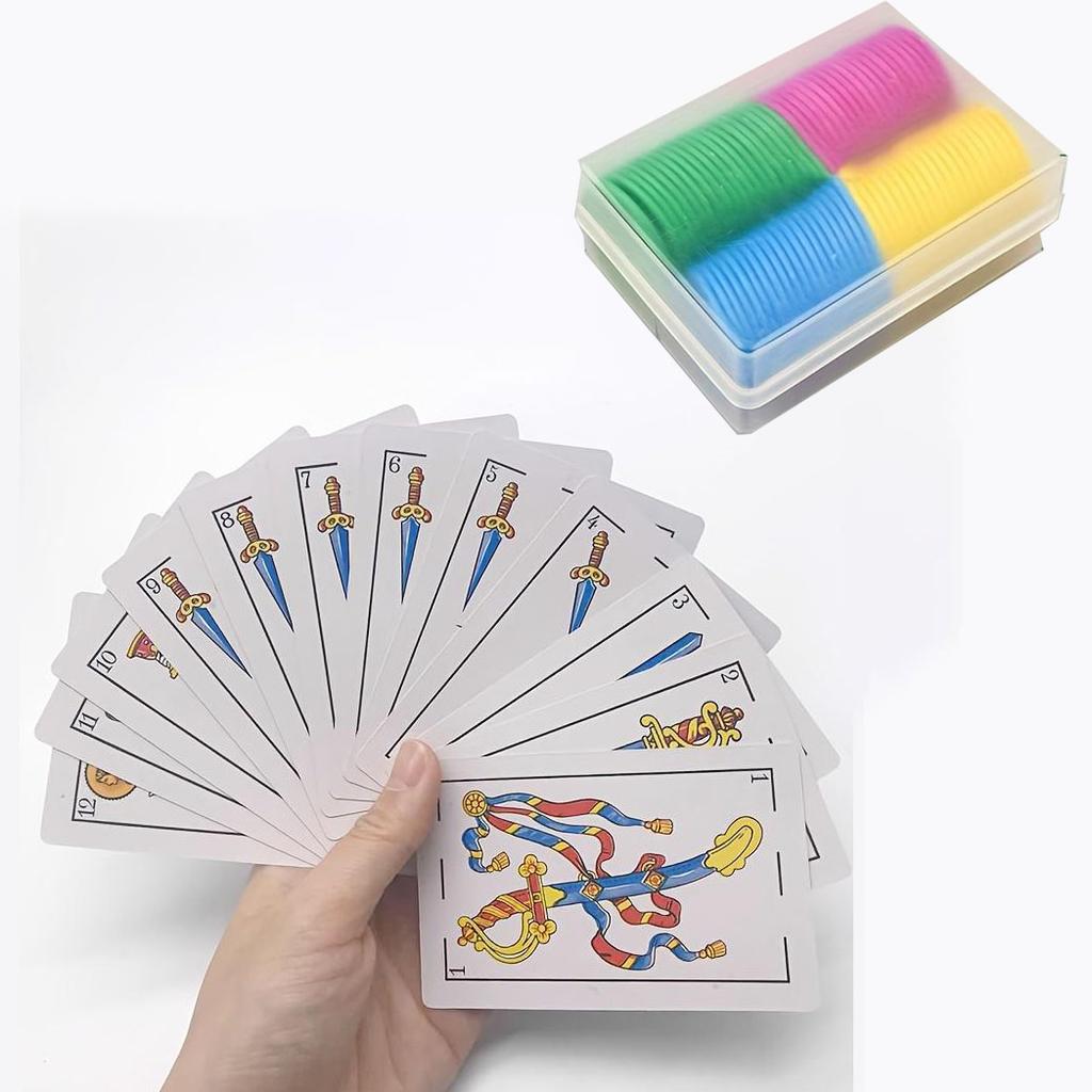 Large Size 62x95cm Playing Cards Set 2 Pcs with 80 Poker Chips Spain QAIPES Paper Poker 50 Game