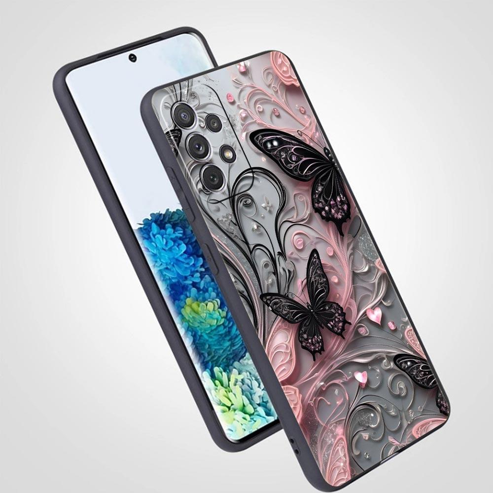 Fashionable Butterfly Flower Pattern Phone Case for Samsung Galaxy A55 A35 A15 A14 A13 A25 A54 A51 A71 A72 A73 A32 A41 Soft TPU