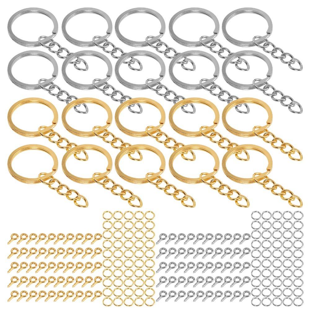 

220pcs Circle DIY Keychain Rings Silver Keychain Rings Kit Split Keychain Rings Keychain Making
