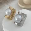 IngeSight.Z Exaggerated Big Irregular Metal Wide Ring for Women Creative Design Inlaid Imitation Pearl Finger Ring Jewelry