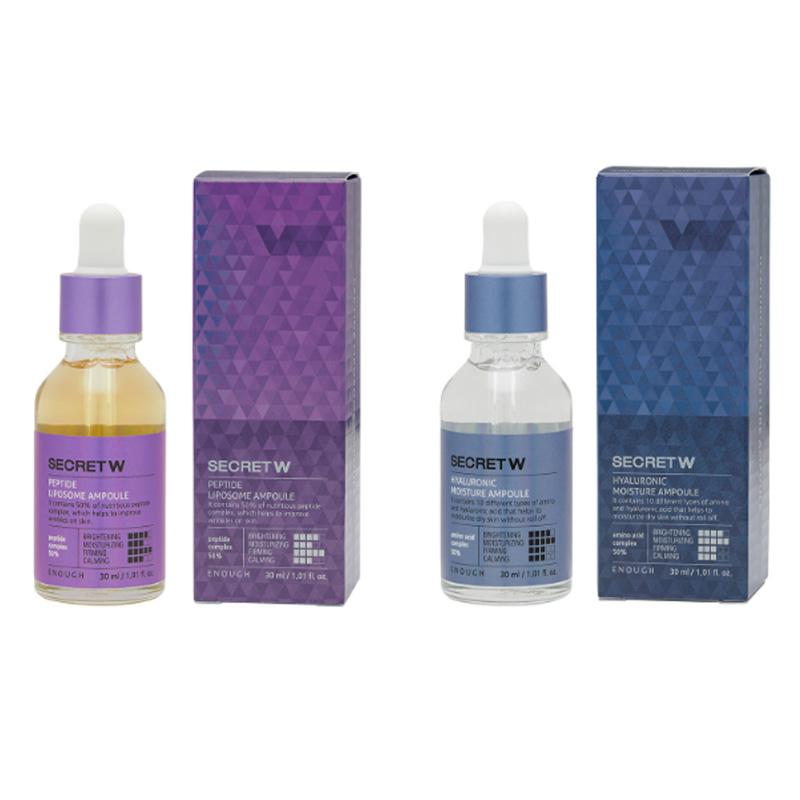 ENOUGH 5 types de secrets avec série d'ampoules pour éclaircir/carming/peptide/hyaluronique/soin des pores 30 ml (20 Options)