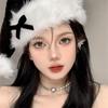 Bow Plush Ball Soft Beanie Black Santa Hat All-match Christmas Plush Hat  Girls