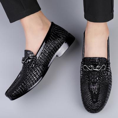 Mode Krokodillenpatroon Heren Loafers Echt Leer Casual Schoenen Heren Instapschoenen Lichtgewicht Man Rijdende Platte Mode Nieuwe Mocasins