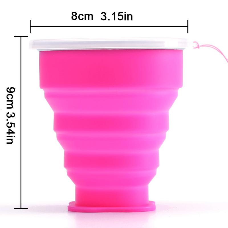 Copo Dobrável de Silicone para Exterior Caneca Dobrável Garrafa Dobrável para Camping Copos de Água de Viagem Caneca Portátil para Chá/Bebida com Tampa 200ML