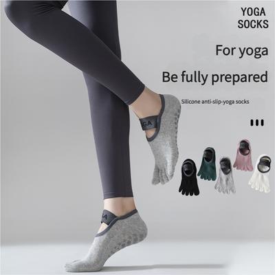 1 Çift Nefes Alabilen Yoga Çorabı Silikon Kaymaz Fitness Çorabı Pamuk Spor Beş Parmak Çorabı Pilates Bale Fitness Çorabı