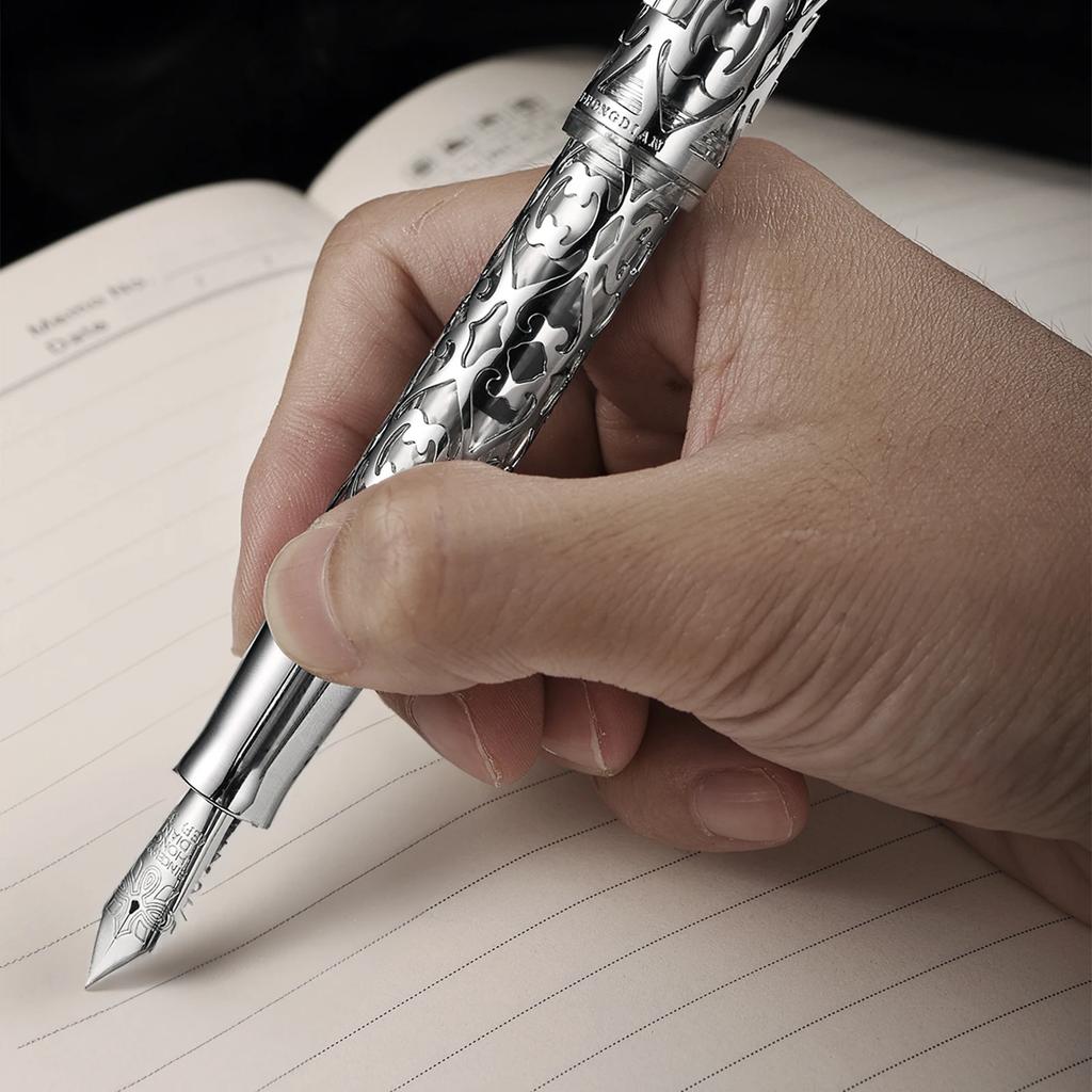 Hongdian D1 Resin Fountain Pen – 0.5mm F Nib, Skeleton Hollow Design, Piston Fill – High-End Business & Office Writing Pen