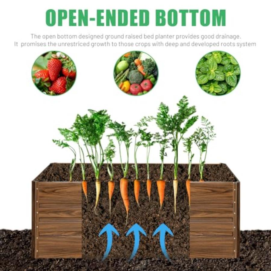 2 Pcs 4x2x2FT Raised Garden Bed Galvanized Planter Garden Boxes Outdoor Deep Root Planter Raised Bed for Vegetables Flowers Her