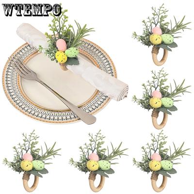 Easter Creative Napkin Rings Handmade Rabbit Wooden Rings Napkin Buckles Easter Egg Table Decoration Napkin Rings
