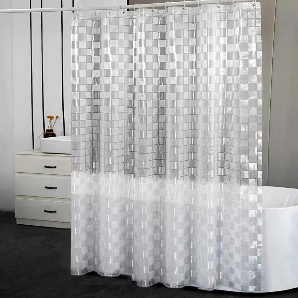 Waterproof PEVA Diamond Shower Curtain - No-Drill Installation for Bathroom Partition