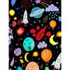 Women's Tee - Colorful Space Cartoon Pattern Graphic, Playful Galaxy Print Design for Casual Daily Wear