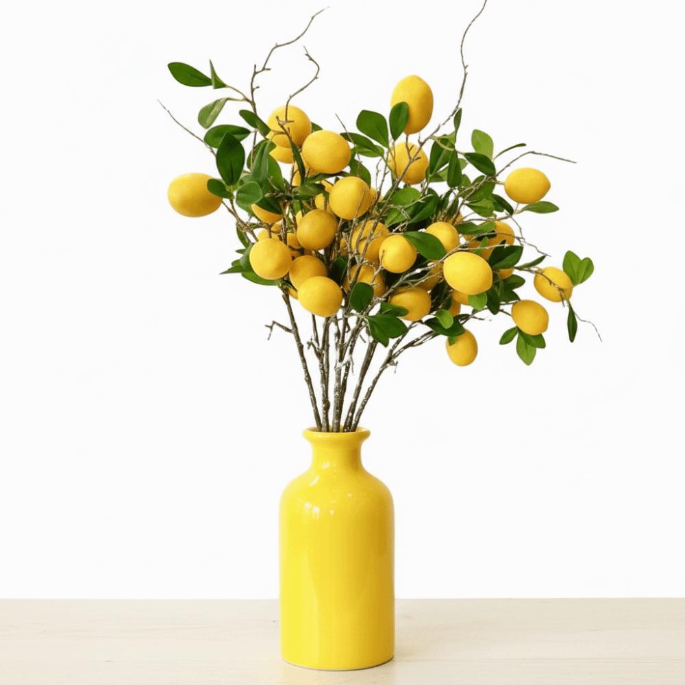 Green Leaves Artificial Lemon Fruit Faux Lemon Fake Plants For Home Garden Decor