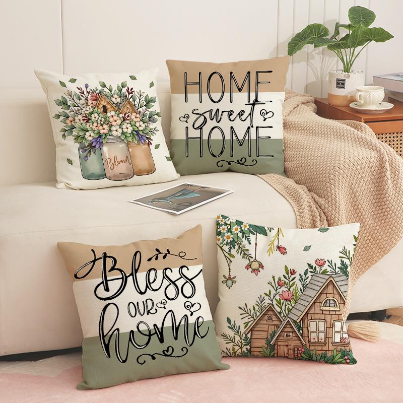 Sofa Pillow Spring Decoration Floral Print Pillow Living Room Simple and Comfortable Seat Cushion