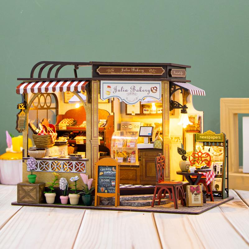Diy Wooden Doll Houses Miniature Assembly Model Building 3D Puzzle Room Bedroom Kit Dollhouse With Furniture For Christmas Gifts