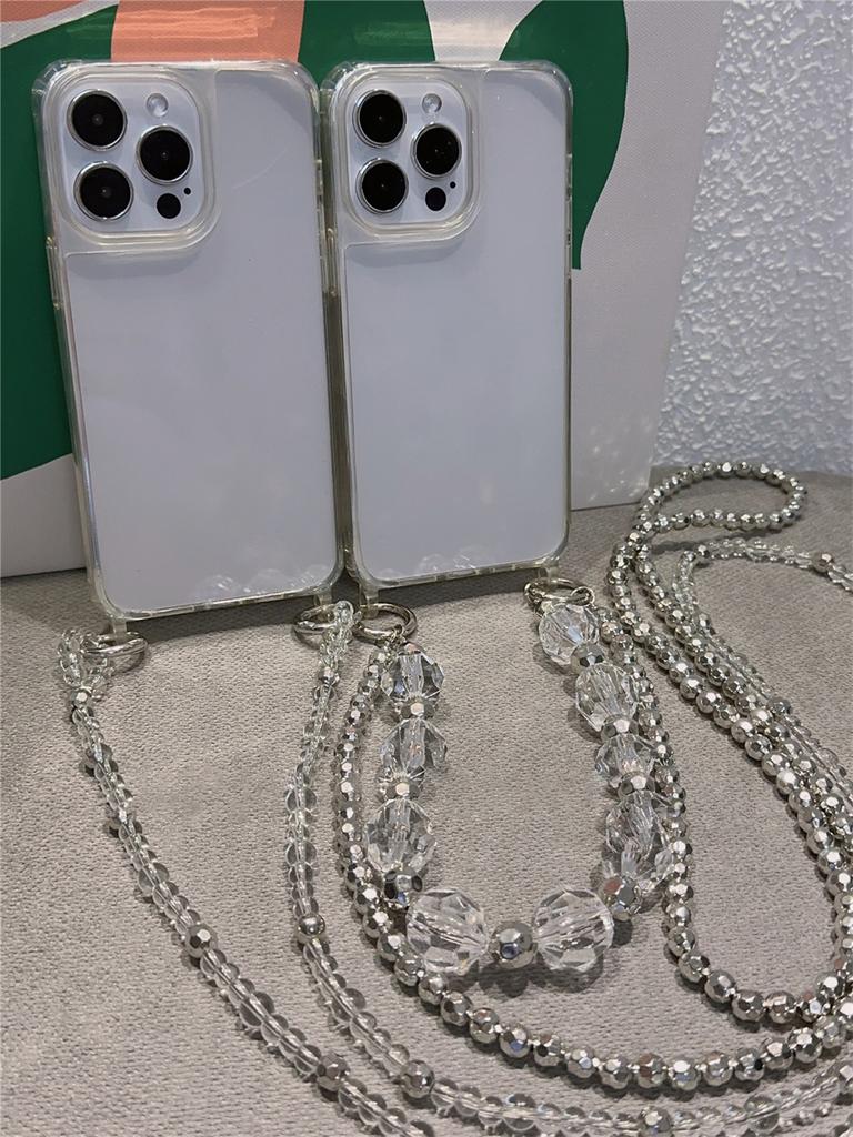 Luxury Crossbody Pearl Necklace Lanyard Transparent Case For iPhone 16 17 14 11 12 13 15 Pro Max XR X 8 7 Plus Chain Strap Cover