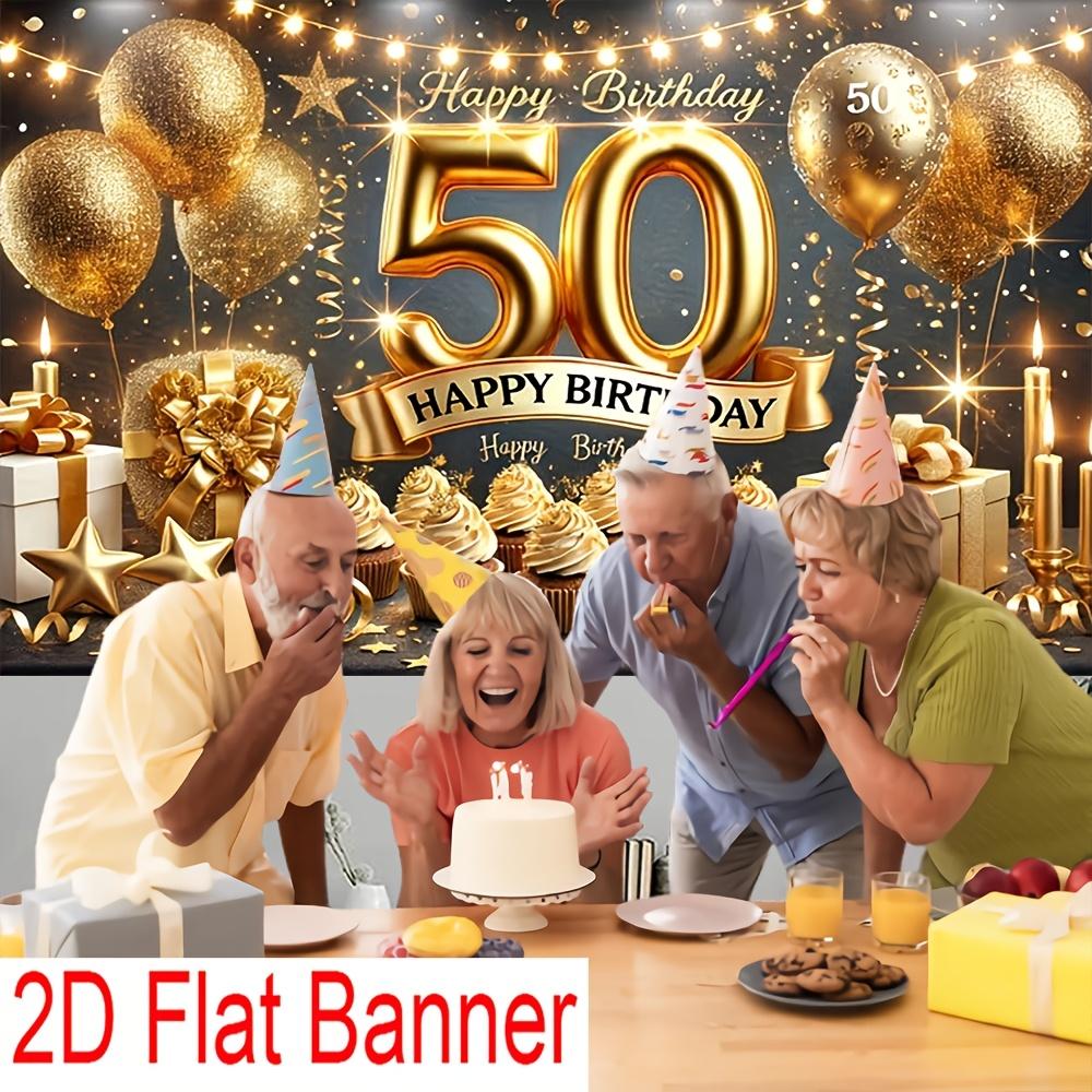2D flaches Banner 1 Stück 50. Geburtstag Partybanner speziell für die 50. Geburtstagsfeier entworfen