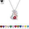 Rose Gold Plated Dual-Tone Crystal Pendant Necklace With Birthstone Women Elegant Clavicle Chain Graduation Gift