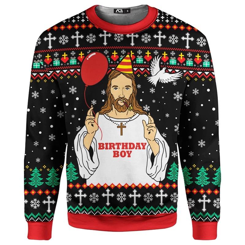 3d Print Santa Claus Playing Hockey Graphic Sweatshirts Men's Merry Christmas Crew Neck Pullover Sweater New In Xmas Hoodie