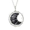 Hand-Woven Natural Crystal Agate Amethyst Moon Pendant Necklace Couple Jewelry N590