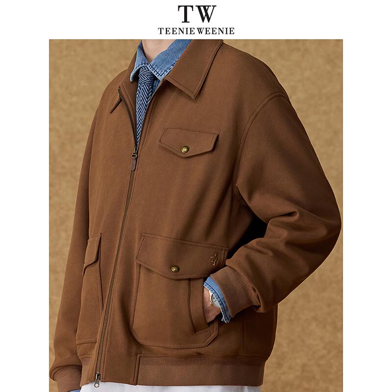 Teenie Weenie Men's Retro American Loose Faux Lambskin Jacket