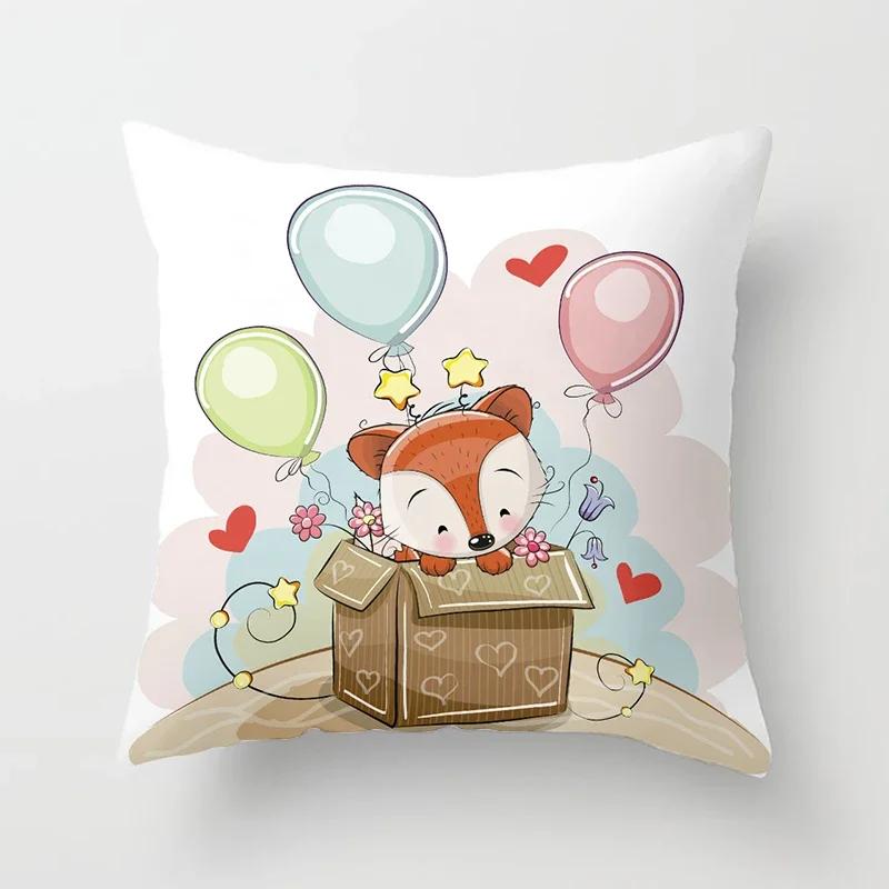 

Мультяшная лиса животное наволочка для автомобиля Полиэстеровые наволочки для гостиной Наволочка для диванной подушки Декоративная наволочка 66x66cm бирюзовый