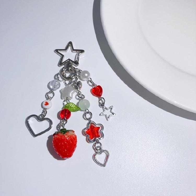 Lovely Strawberry Keychain Fruit Shapes Phone Chain Detachable Phone Lanyard