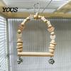 Wooden Blocks Bird Chew Toy Parrot Swing Perch, Toy, Beaded Arch Play Gym with Bells or Pine Cones, Cage Accessories for Parakeet Cockatiel