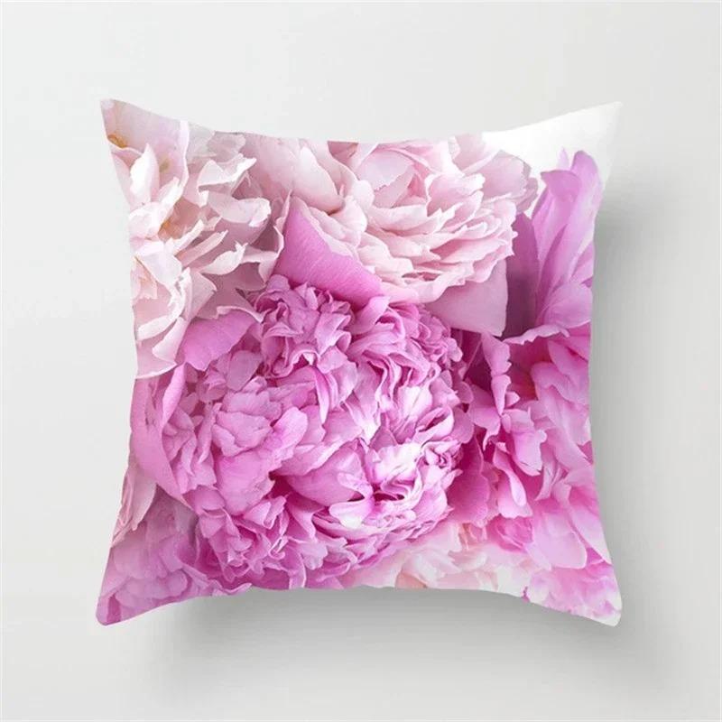 Home Decor Pink Roses and Love Pattern Pillow Cover Pattern Cushion Cover Suitable for Sofa Bedroom Car Pillow Cover